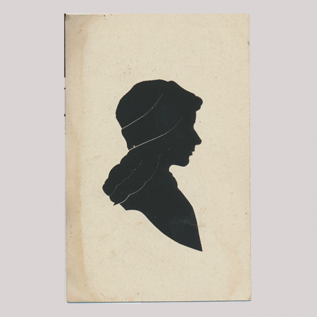 
        Front of silhouette, with girl looking right, wearing a ribbon.